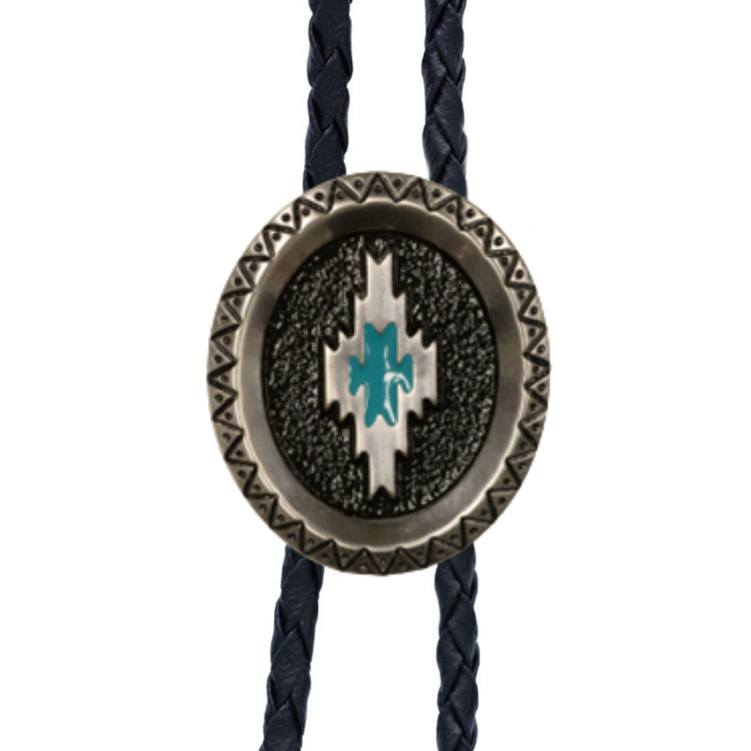 Aztec Satin Silver Metal Bolo Tie