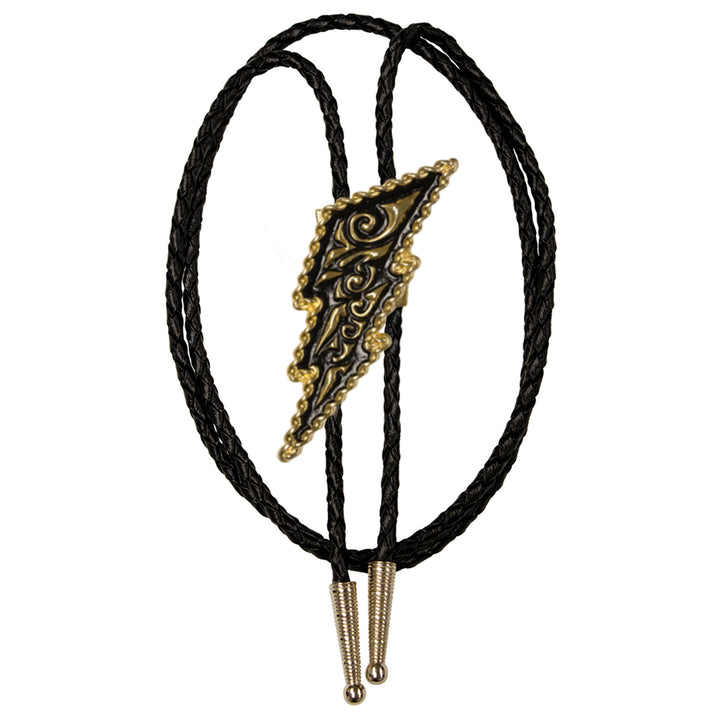 Lightning Bolt Gold &amp; Black Bolo Tie