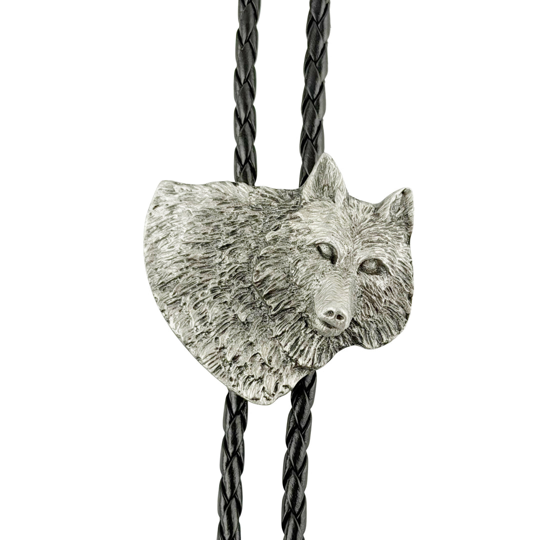 Wolf Head Western Bolo Tie - Cast Pewter