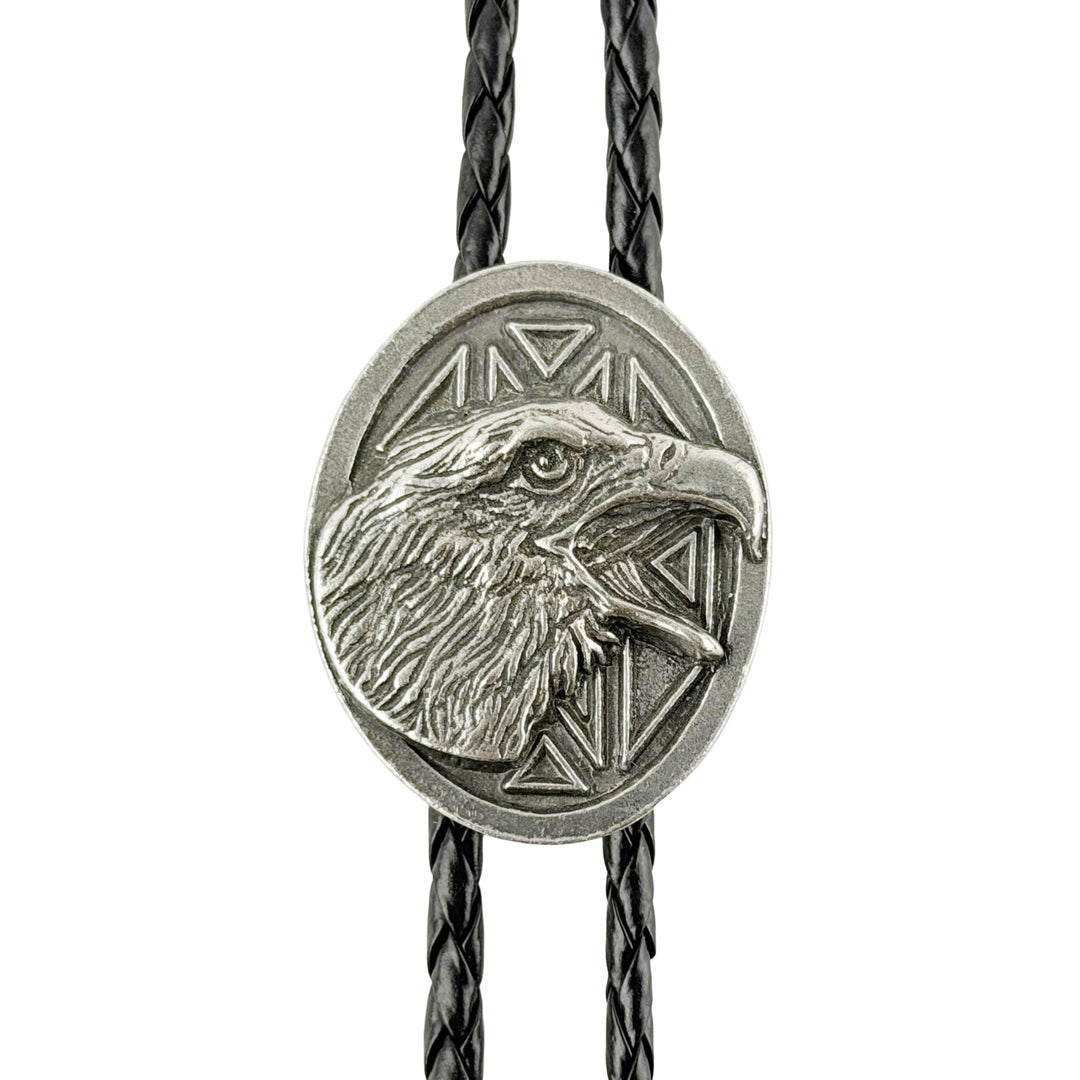 Oval Eagle Head Western Bolo Tie - Cast Pewter
