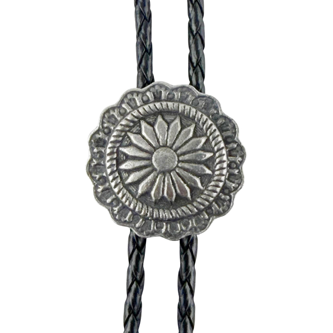 Floral Concho Western Bolo Tie - Cast Pewter