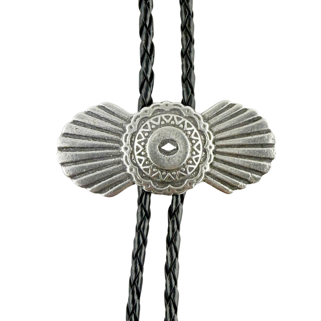 Winged Concho Western Bolo Tie - Cast Pewter