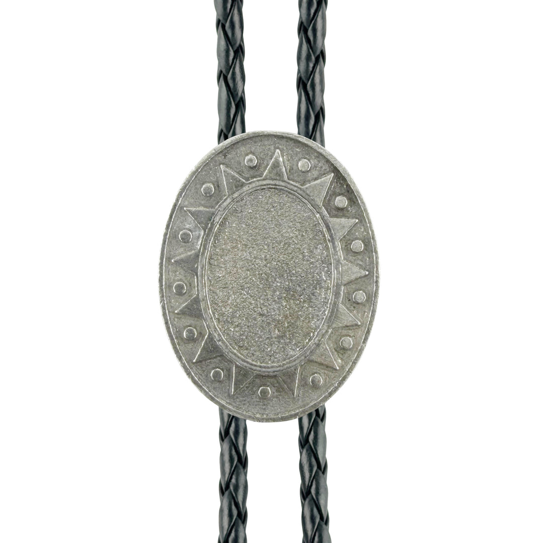 Oval Studded Western Bolo Tie - Cast Pewter