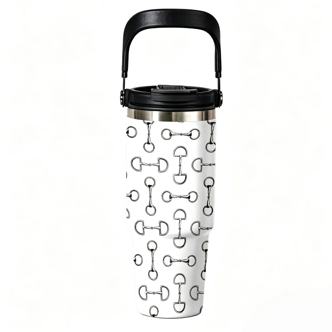 Snaffle Bit 30 oz Insulated Drink Bottle - White