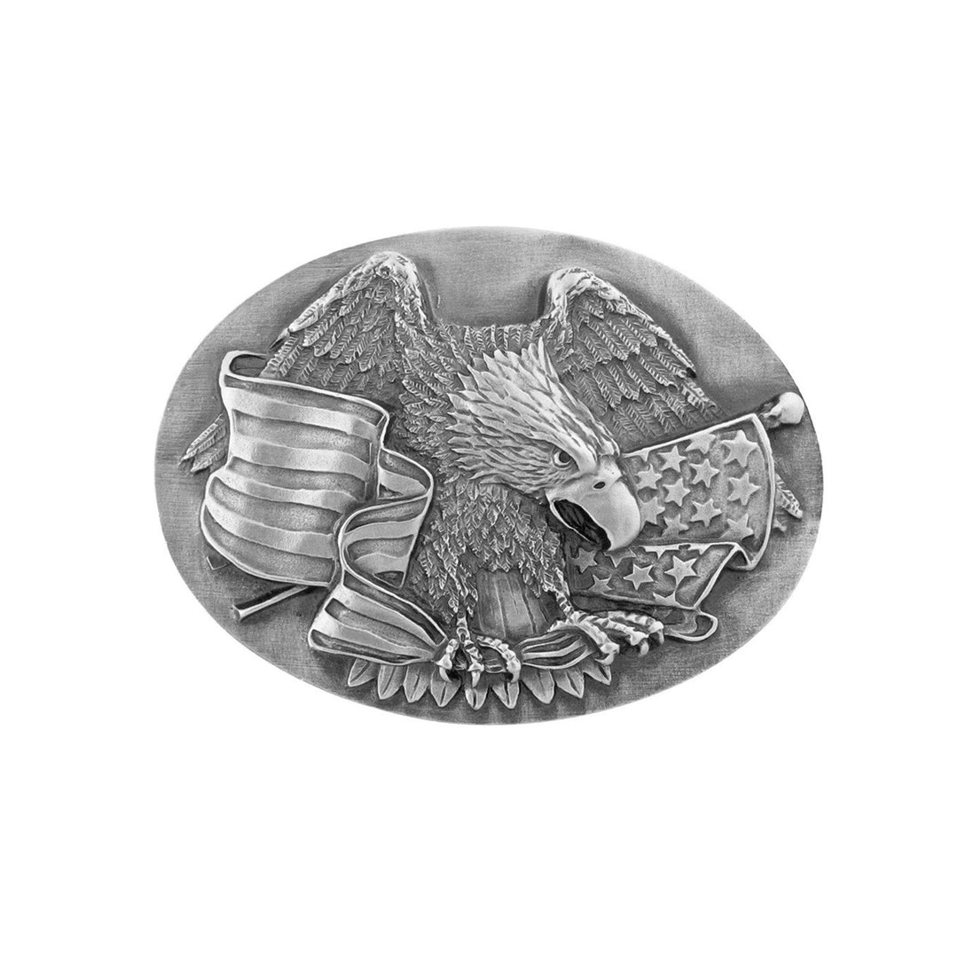 Oval Eagle with American Flag Belt Buckle
