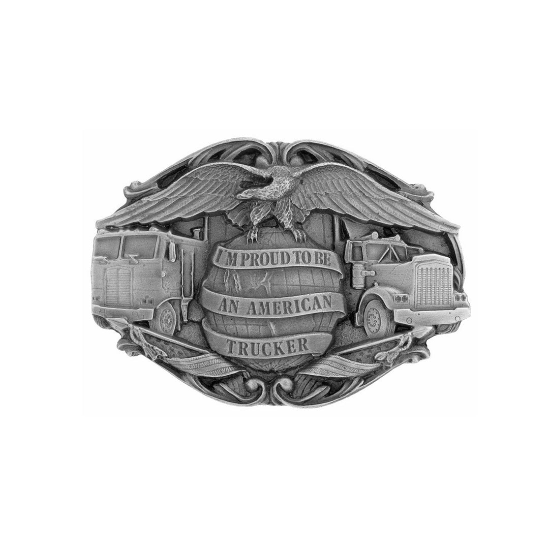 Proud to be an American Trucker Belt Buckle