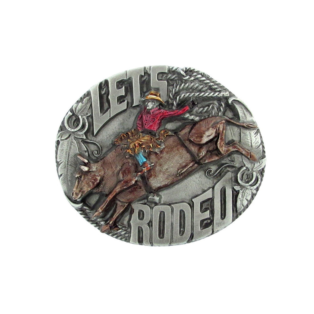 Lets Rodeo Belt Buckle with Enamel Finish