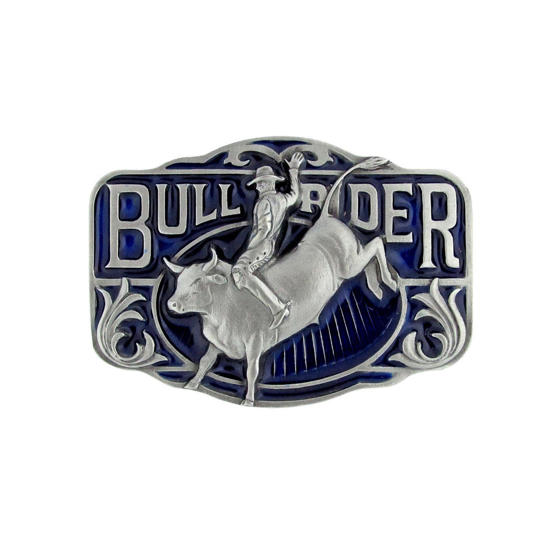 Bullrider Belt Buckle with Enamel Finish
