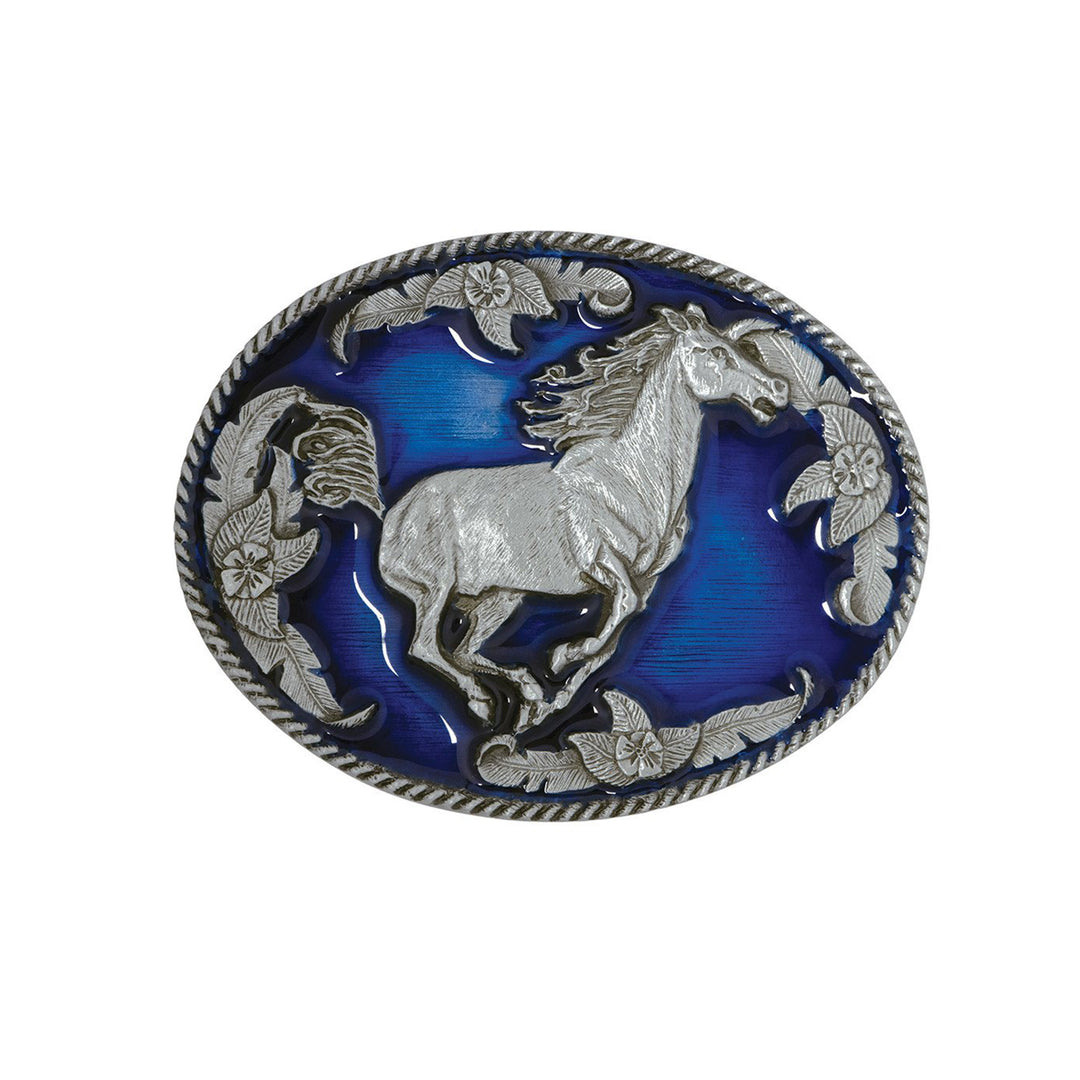 Galloping Horse Belt Buckle with Enamel Finish