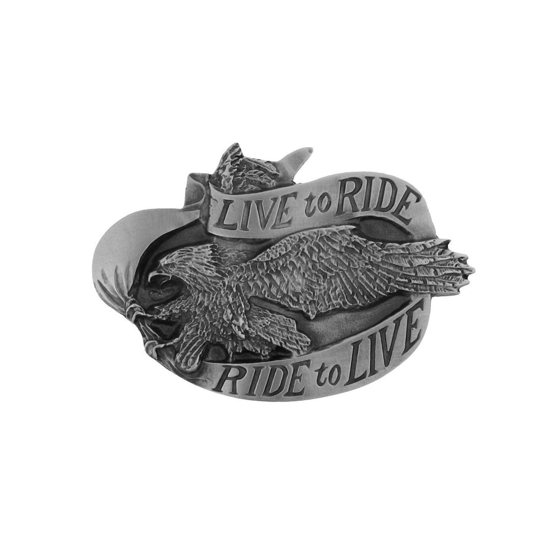 Live to Ride Alighting Eagle Belt Buckle