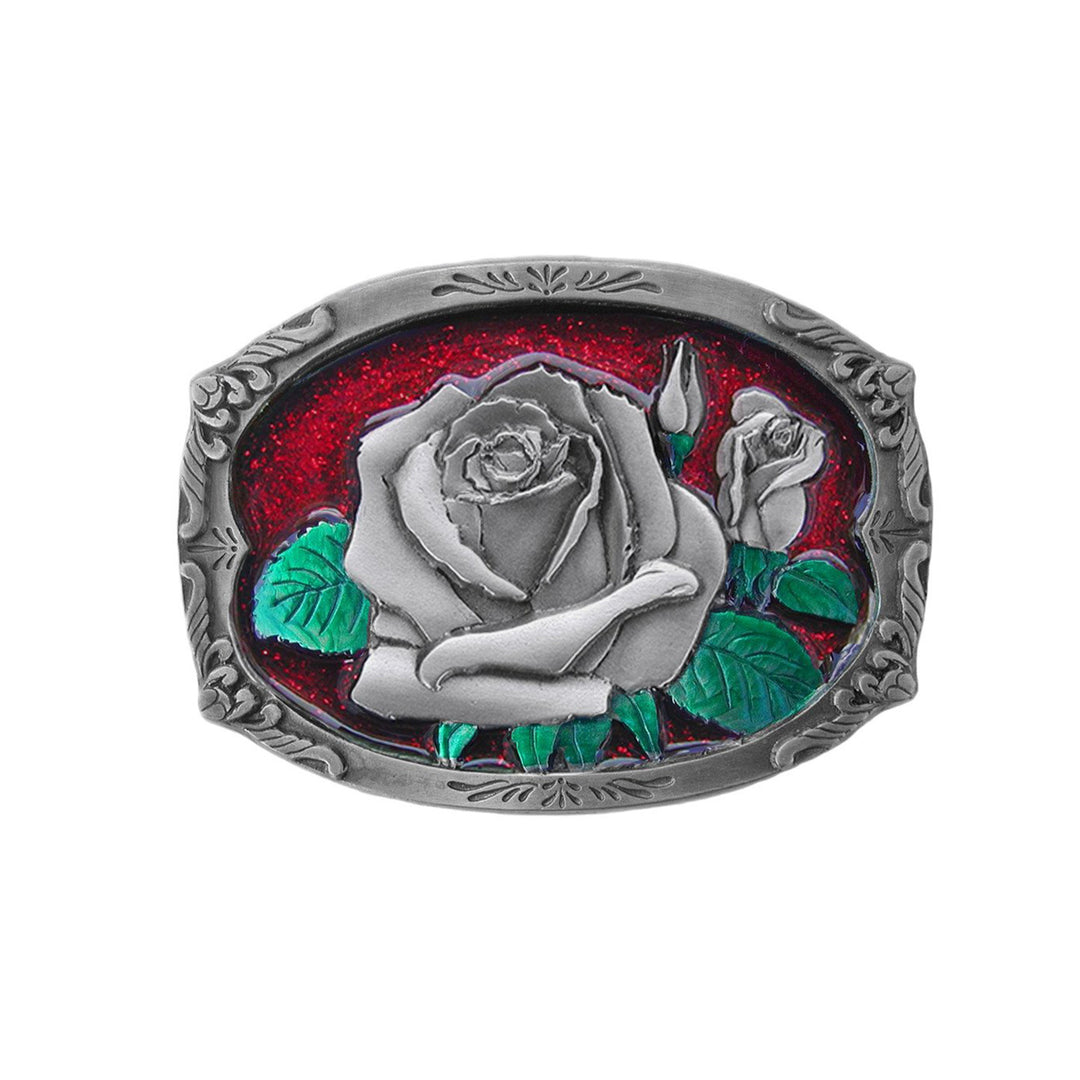 Rose Belt Buckle with Enamel Finish