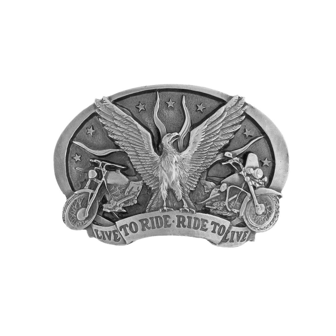 Live to Ride Eagle and Bikes Belt Buckle