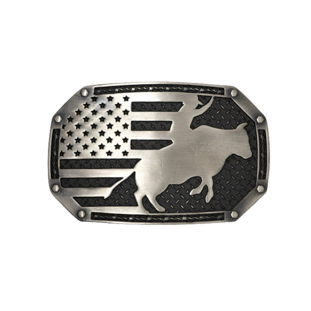 American Bull Rider Vintage Nickel Western Buckle