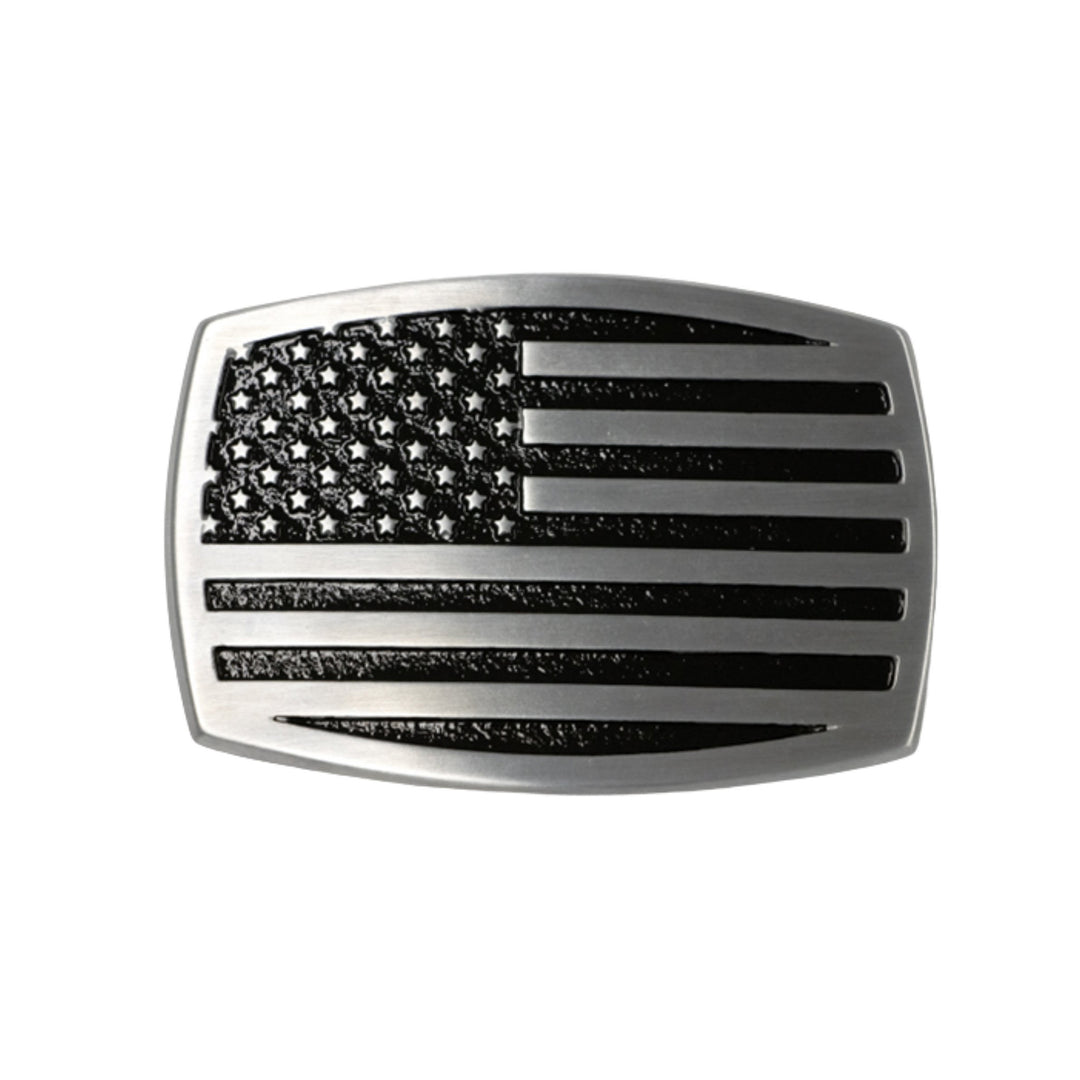 American Flag Brushed Metal Western Buckle