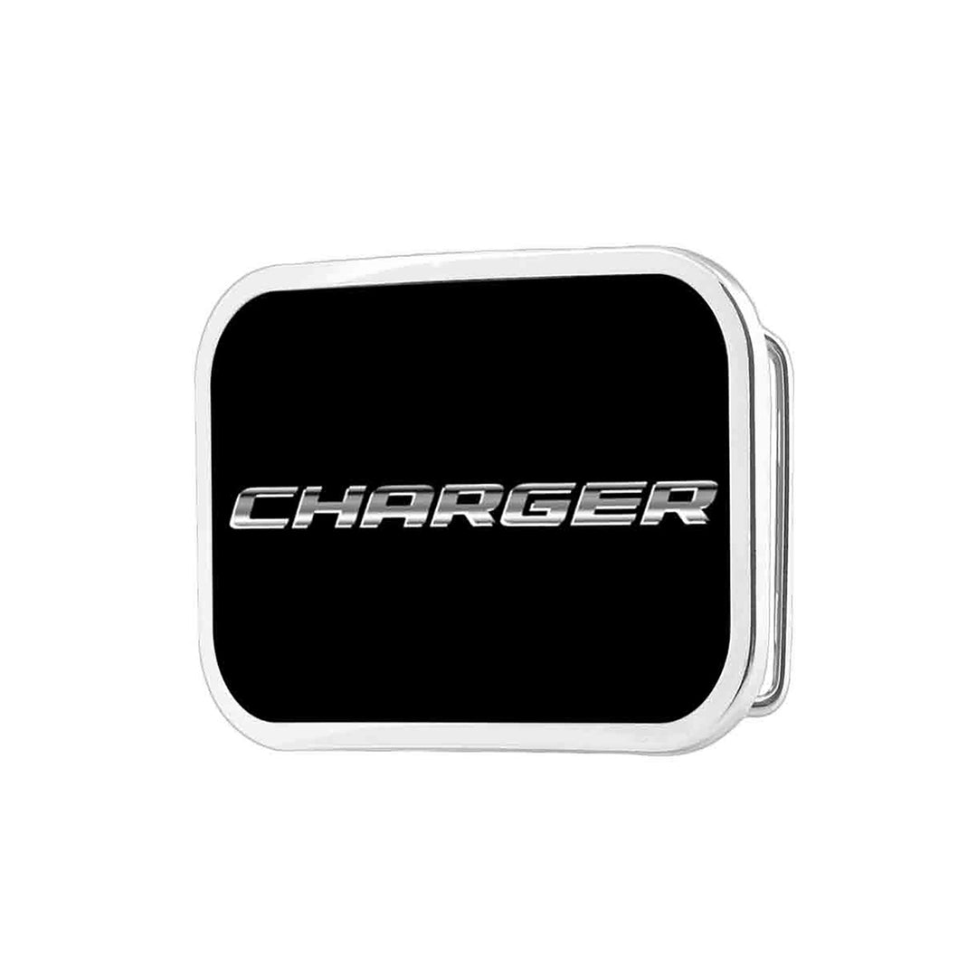 Dodge Charger Black Silver Fade Belt Buckle