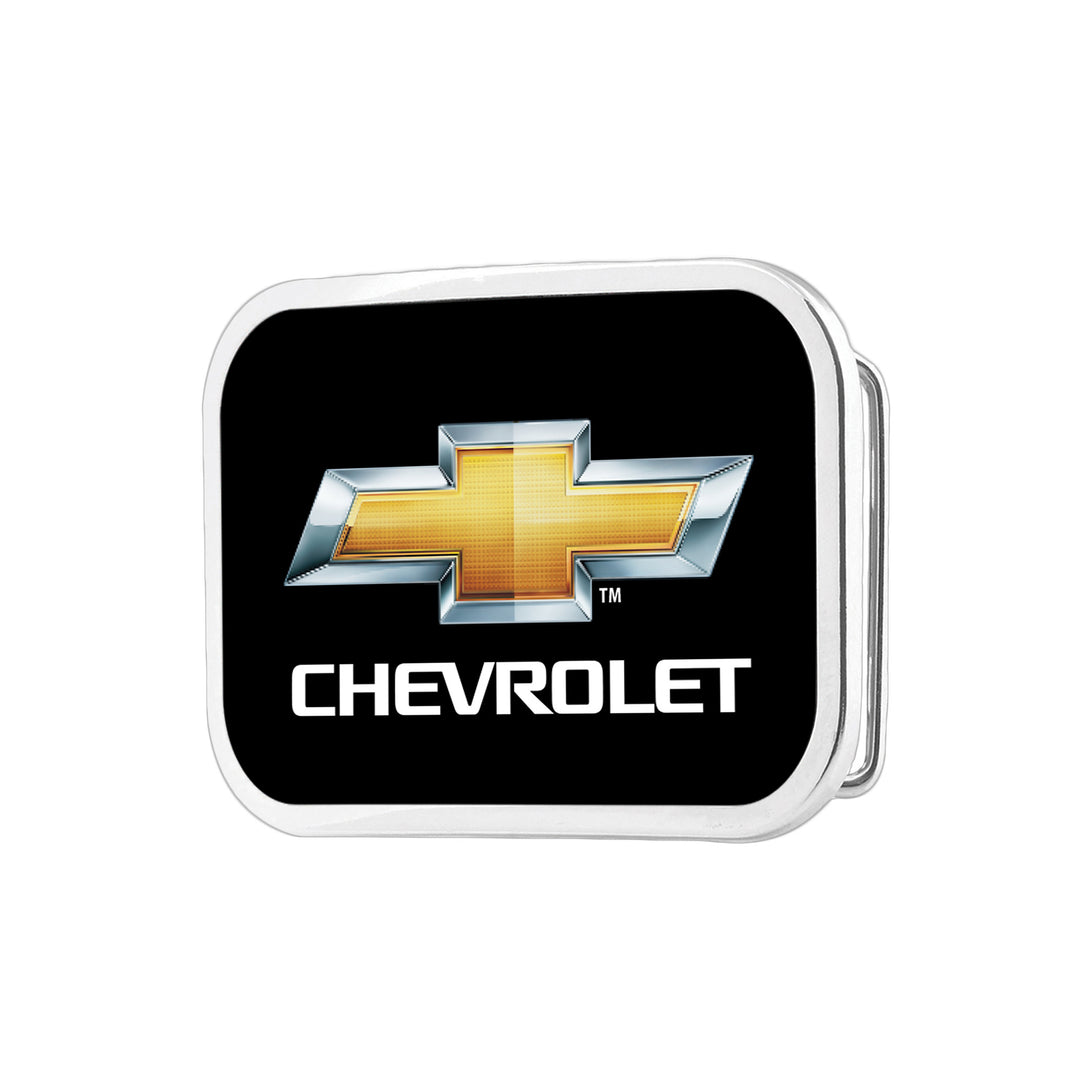 Chevy Bowtie Black Belt Buckle - Gold