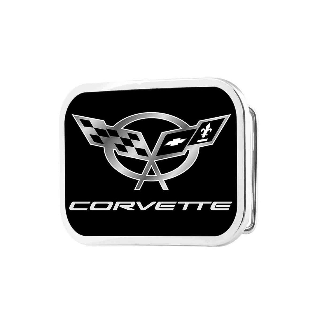 Corvette Black Silver Belt Buckle