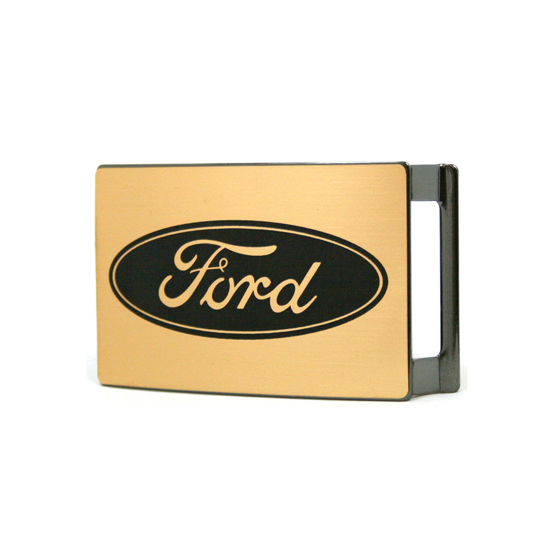 Ford Black Oval Logo Brushed Belt Buckle - Gold
