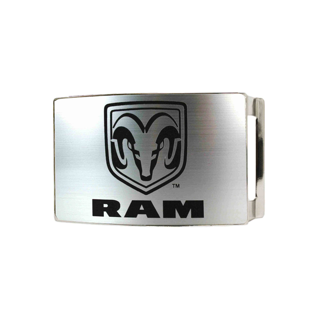 Ram Brushed Silver Black Belt Buckle