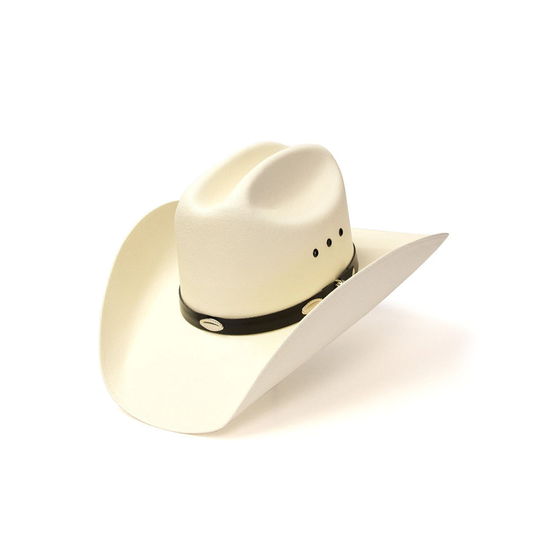 Natural Straw Western Cattleman Hat with Silver Concho Hat Band