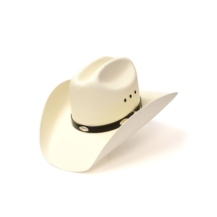 Natural Straw Western Cattleman Hat with Silver Concho Hat Band