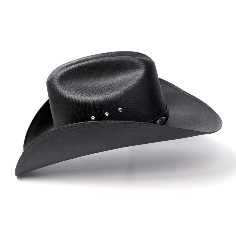 Black Straw Western Cattleman Hat with Silver Conchos