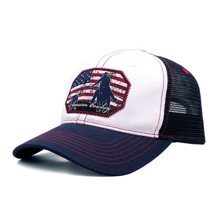 White &amp; Navy "American Cowboy" Trucker Cap