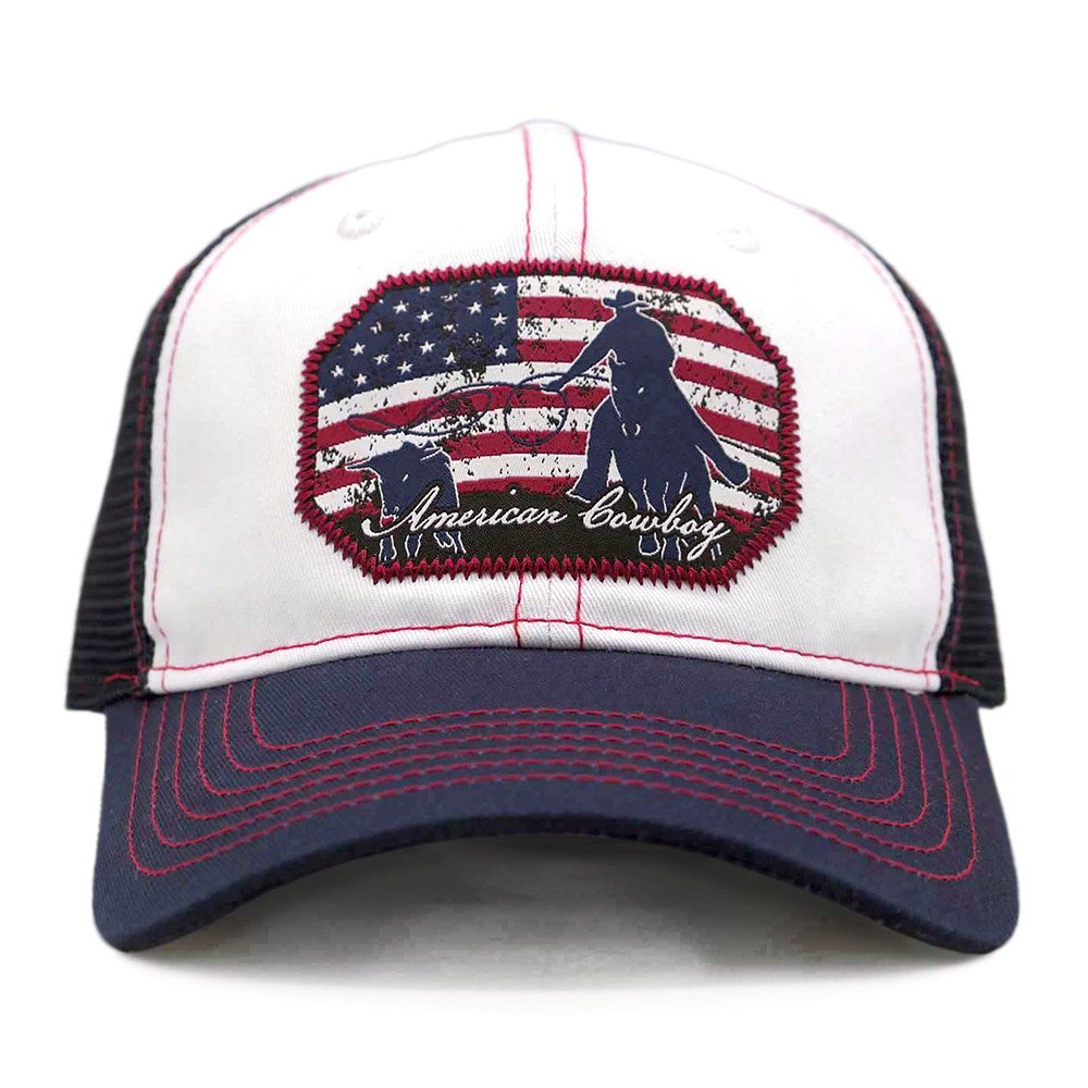 White &amp; Navy "American Cowboy" Trucker Cap