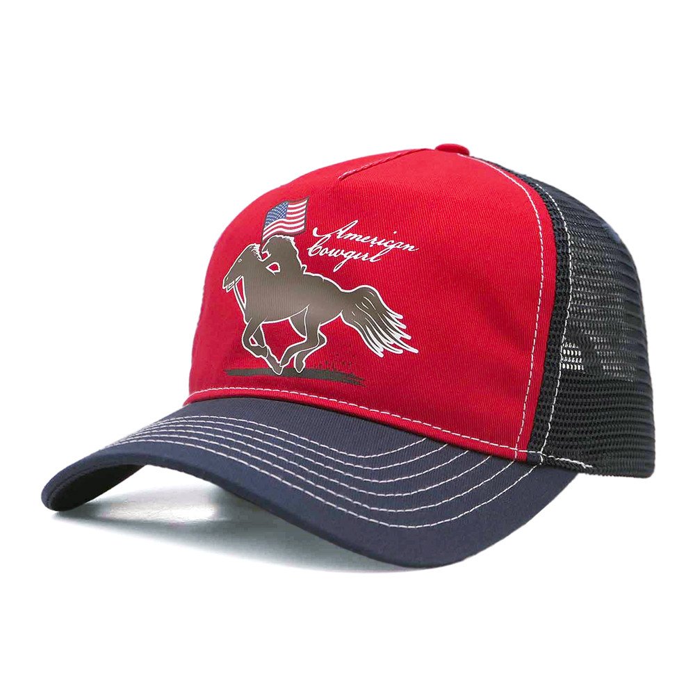 Red &amp; Navy "American Cowgirl" Trucker Cap