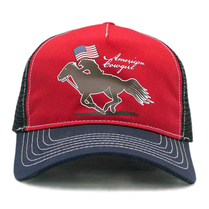 Red &amp; Navy "American Cowgirl" Trucker Cap