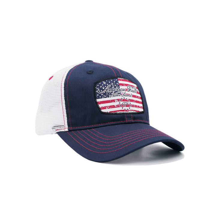 Navy "America First Never Second" Trucker Cap