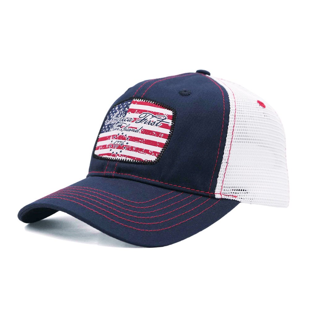 Navy "America First Never Second" Trucker Cap