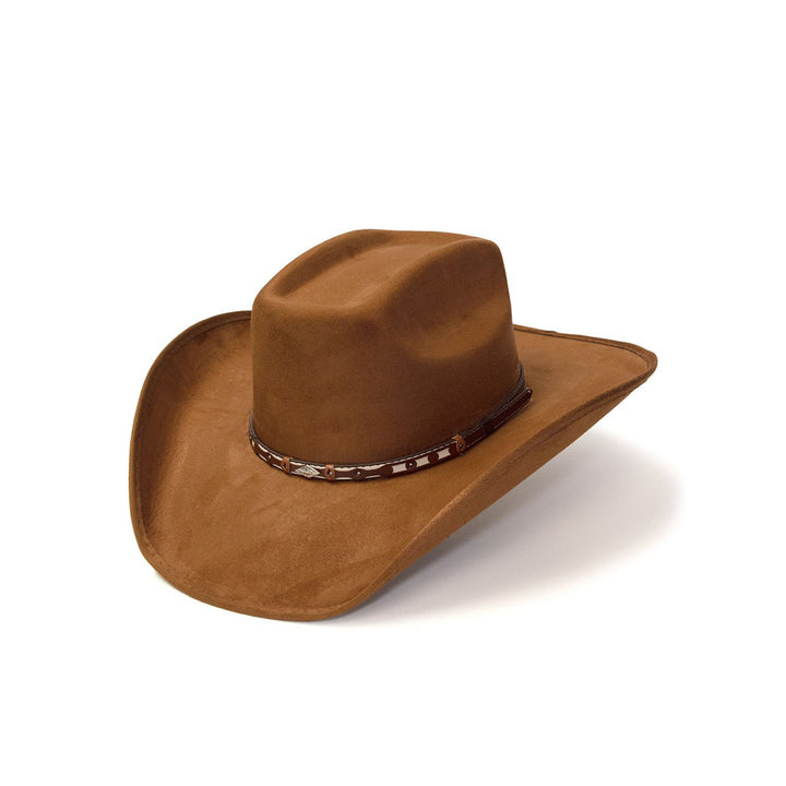 Burnt Sienna Suede Finish Western Wide Cattleman Hat with Leather Hat Band