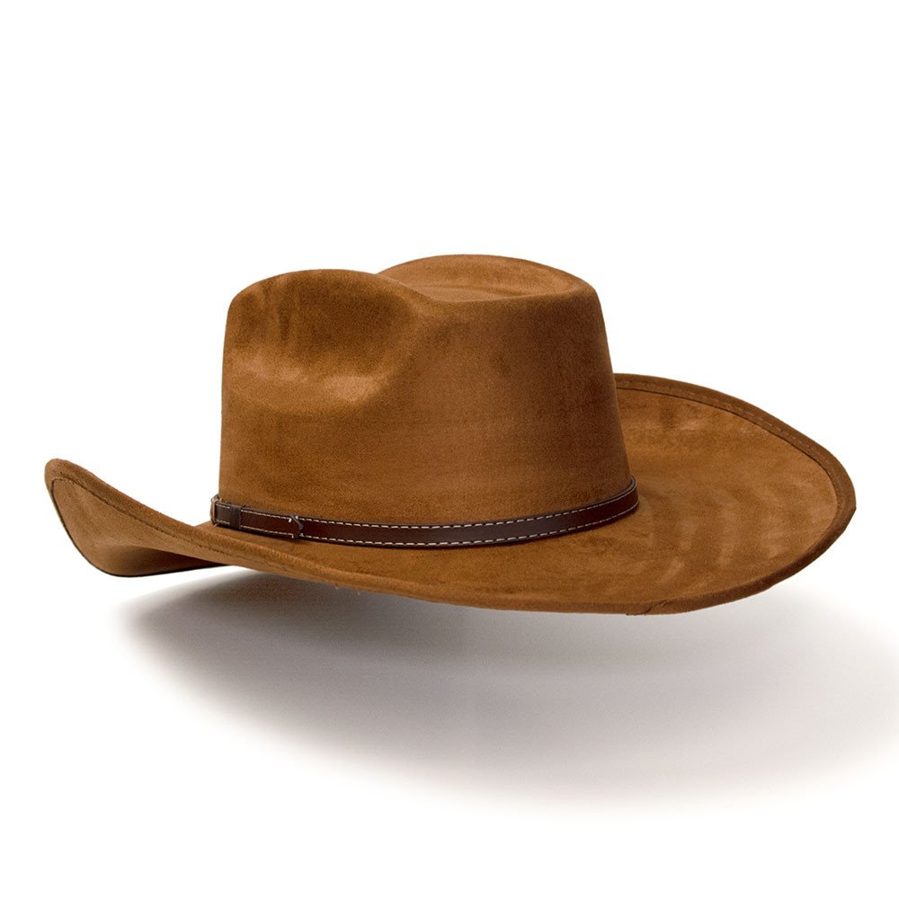 Burnt Sienna Suede Finish Western Wide Cattleman Hat with Leather Hat Band