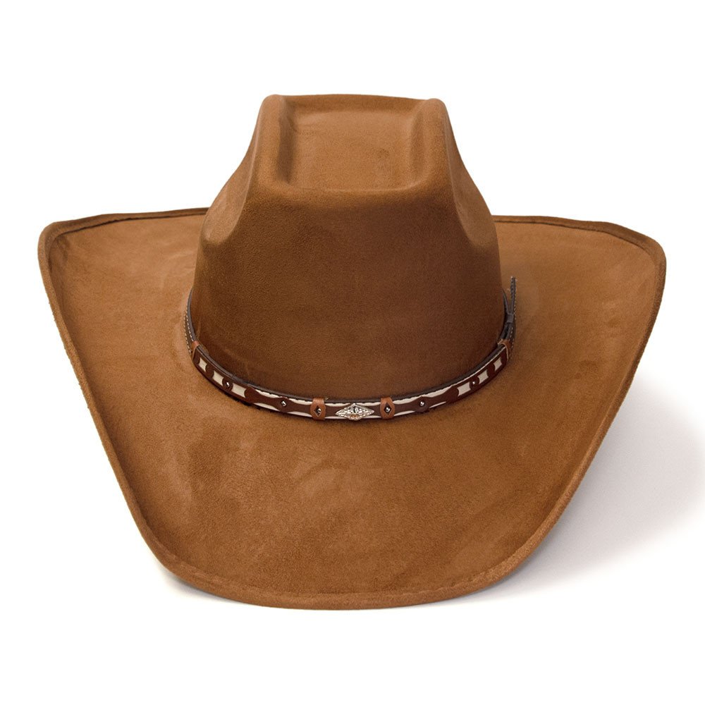 Burnt Sienna Suede Finish Western Wide Cattleman Hat with Leather Hat Band