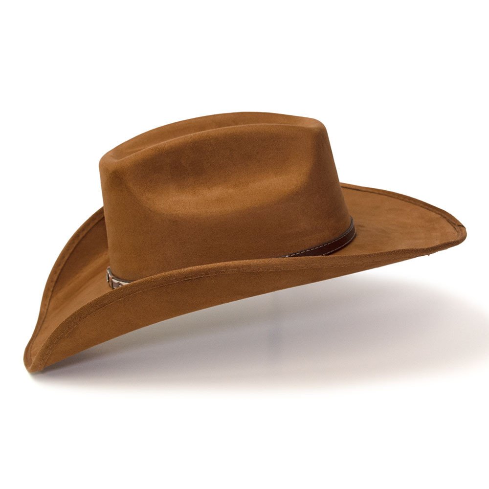Burnt Sienna Suede Finish Western Wide Cattleman Hat with Leather Hat Band