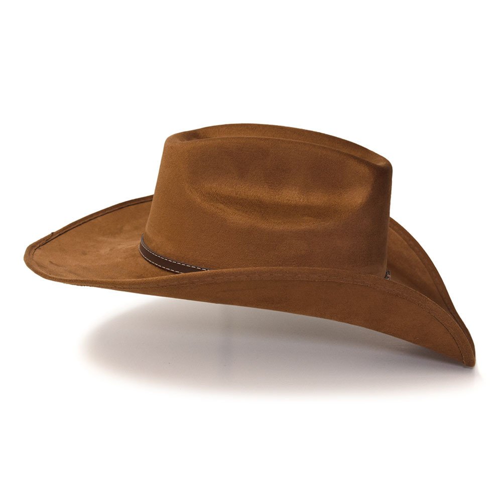 Burnt Sienna Suede Finish Western Wide Cattleman Hat with Leather Hat Band