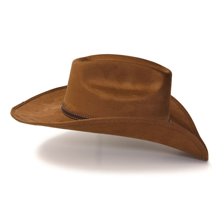 Burnt Sienna Suede Finish Western Wide Cattleman Hat with Leather Hat Band