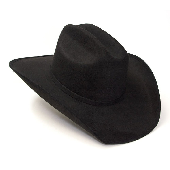 Black Suede Finish Western Cattleman Hat with Horse Head Accent on Hat Band