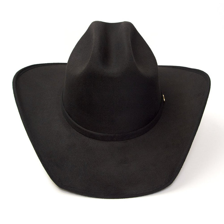 Black Suede Finish Western Cattleman Hat with Horse Head Accent on Hat Band