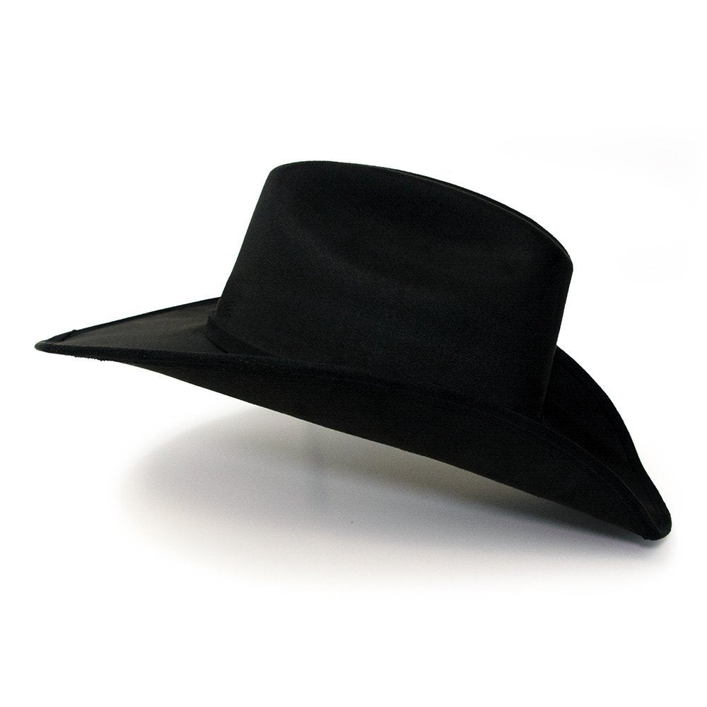 Black Suede Finish Western Cattleman Hat with Horse Head Accent on Hat Band