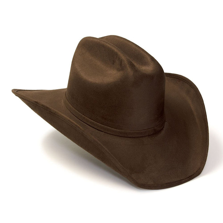 Brown Suede Finish Western Cattleman Hat with Horse Head Accent on Hat Band