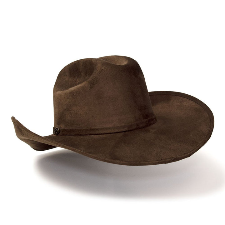 Brown Suede Finish Western Cattleman Hat with Horse Head Accent on Hat Band
