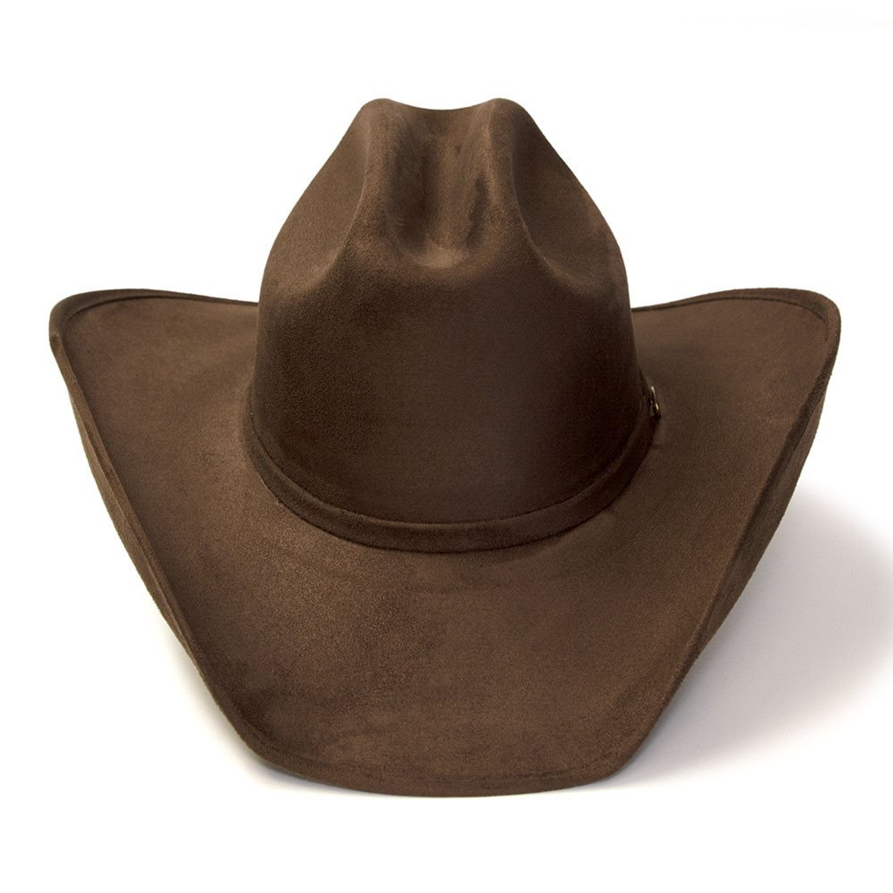 Brown Suede Finish Western Cattleman Hat with Horse Head Accent on Hat Band