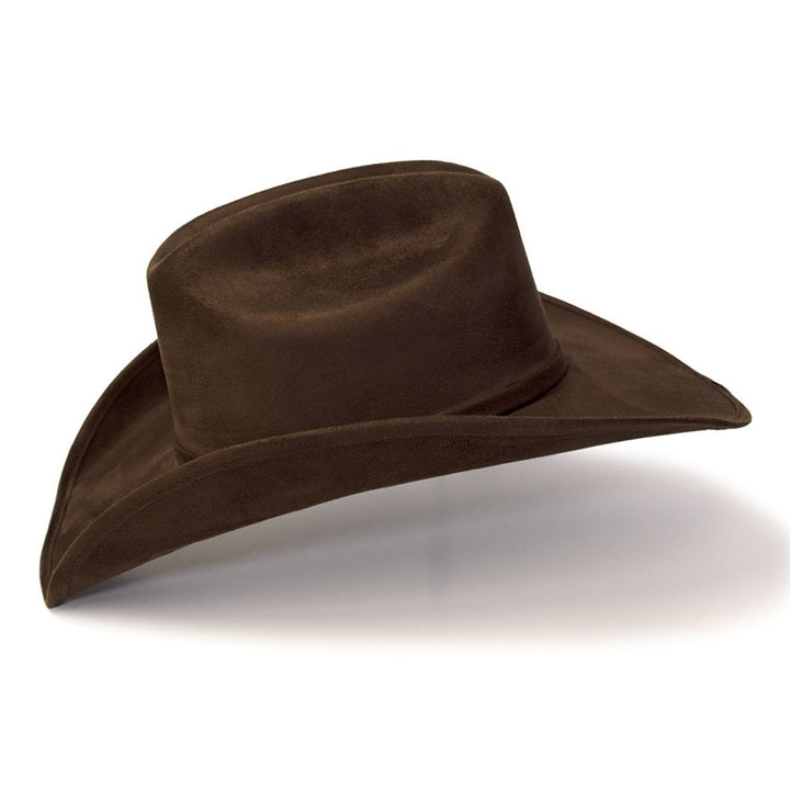 Brown Suede Finish Western Cattleman Hat with Horse Head Accent on Hat Band