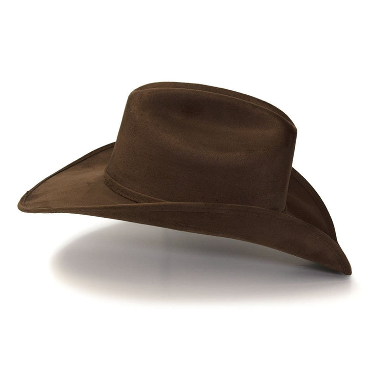 Brown Suede Finish Western Cattleman Hat with Horse Head Accent on Hat Band