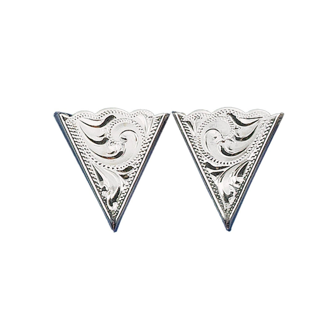 Engraved German Silver Collar Tips