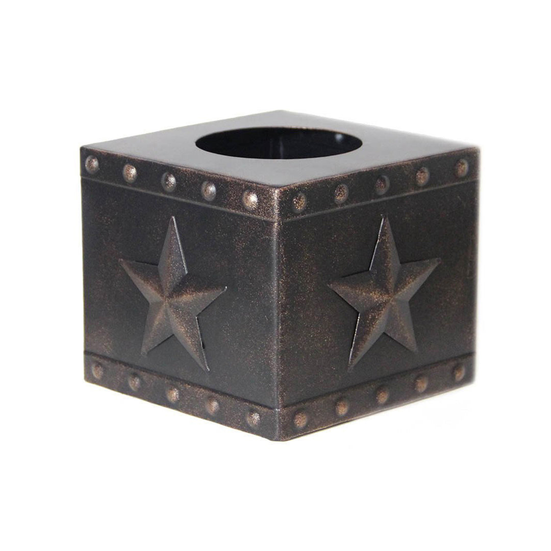 Square Metal Tissue Box Cover with Stars in a Copper Finish