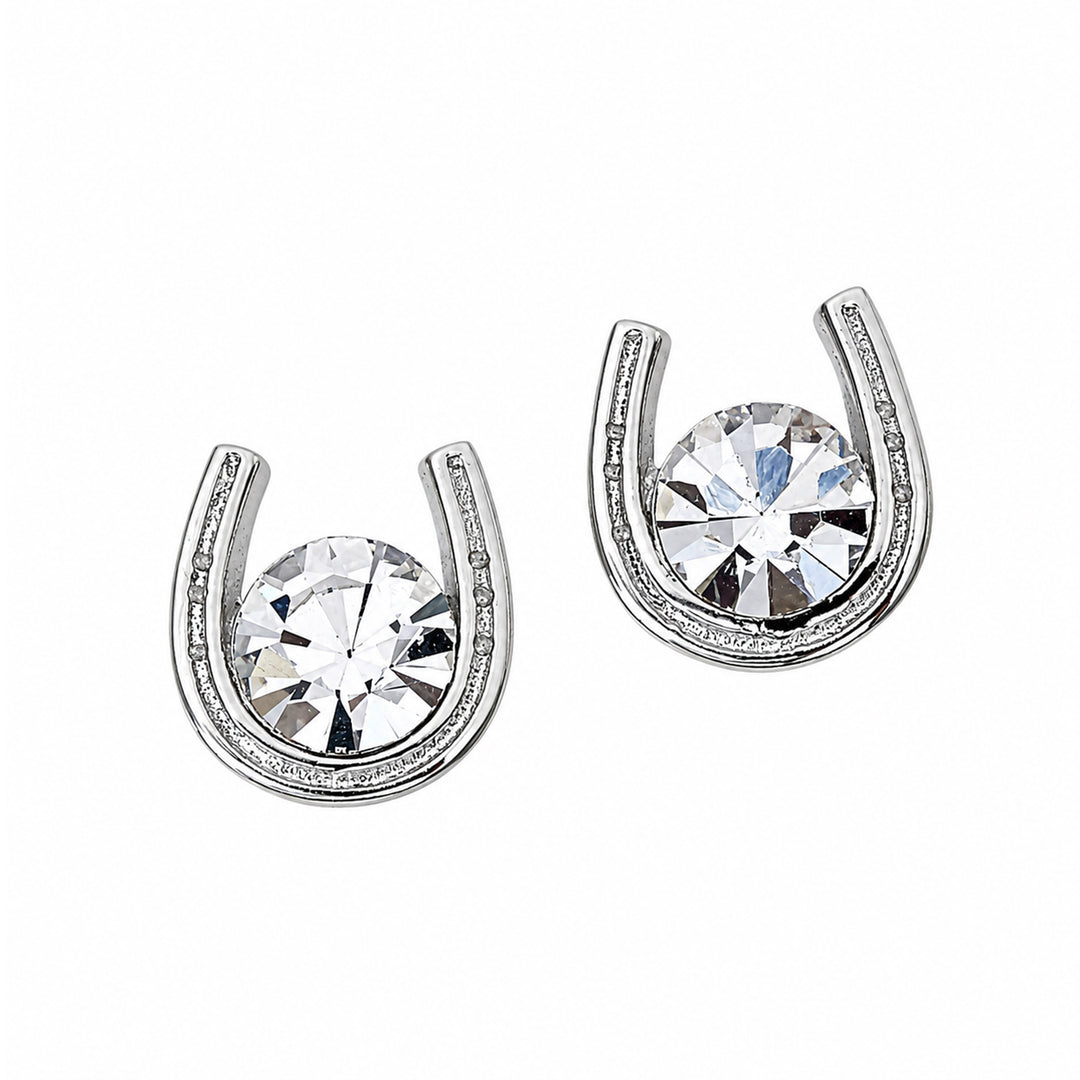 Crystal Center Horseshoe Stud Earrings