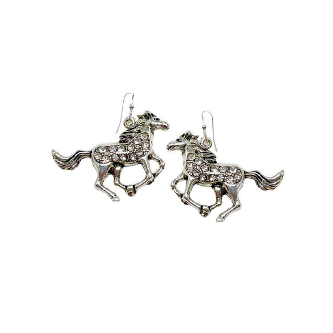 Galloping Horse Rhinestone Earrings